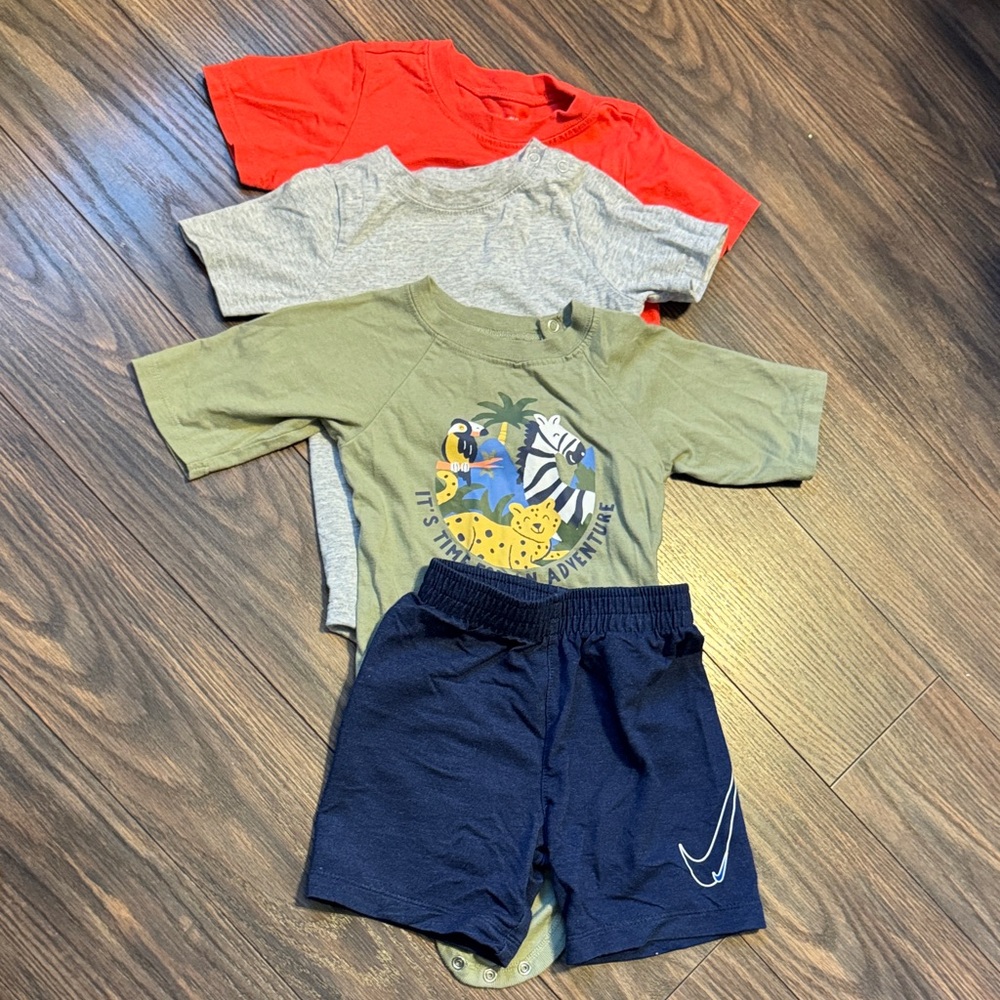 Nike Kids Adventure Tee and Shorts Set - Red, Gray, Green, Navy